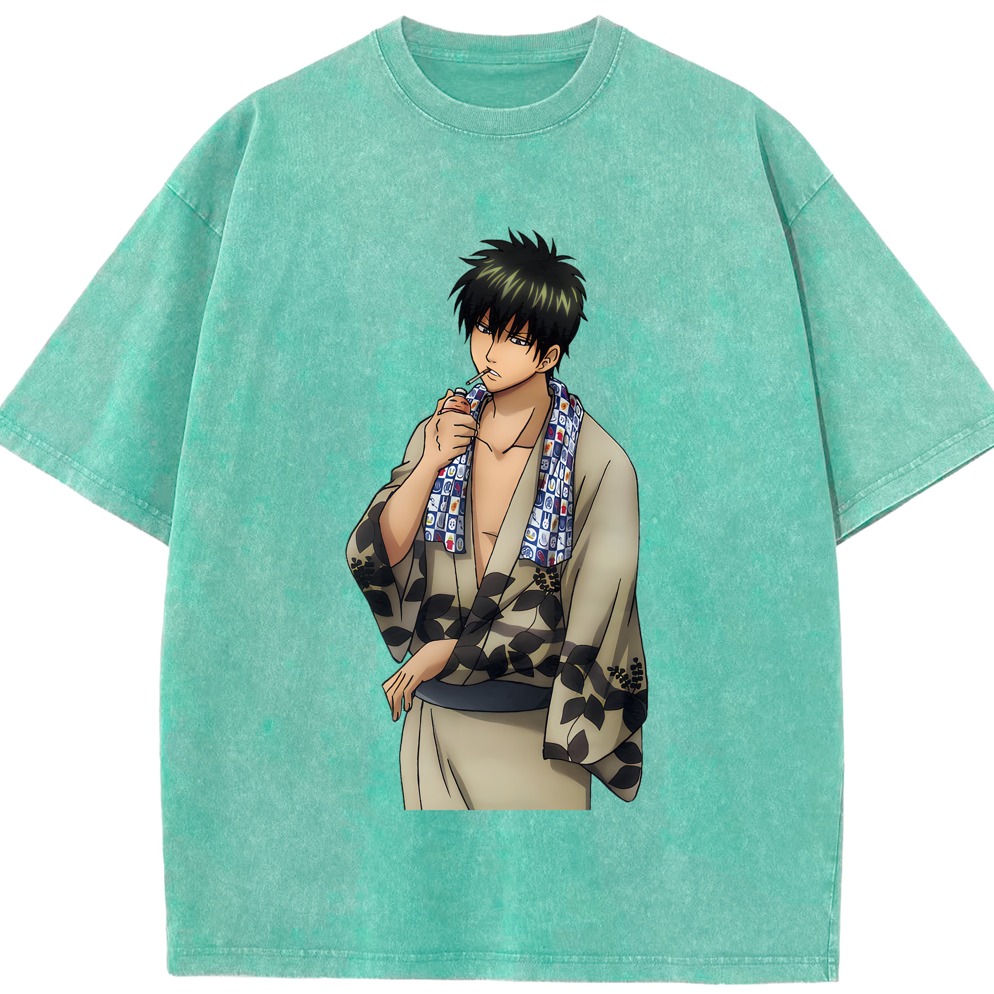 （画像用） ぎんたま 坂田銀時（さかたぎんとき） 神楽 志村新八（しむら しんぱち） GINTAMA Sakata Gintoki Kagura Shimura Shinpachi 綿100% ヴィンテージ風 半袖Tシャツ（フロントプリント）